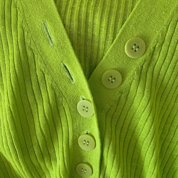 Diane Von Furstenberg neon lime green knit top - Picture 4 of 5